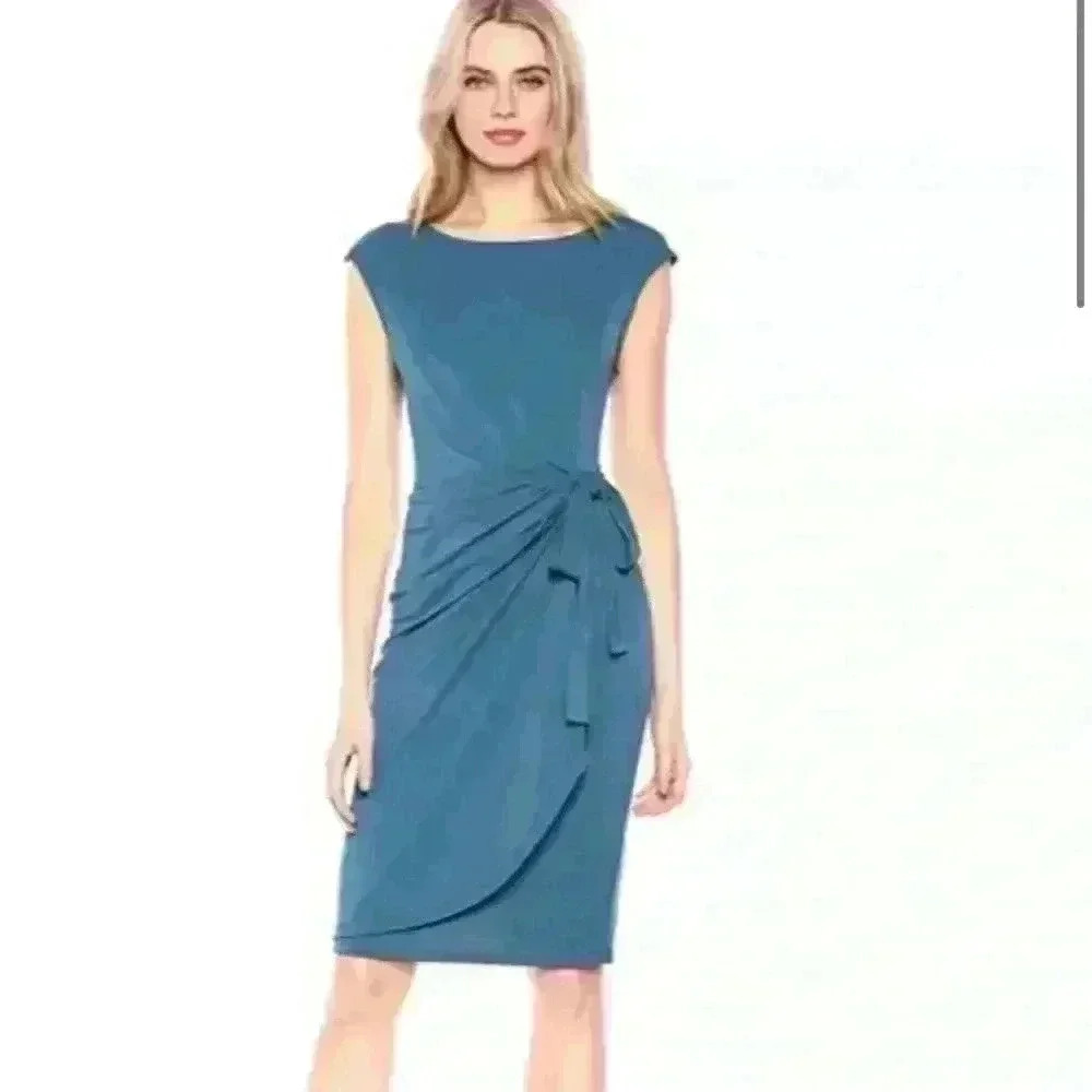 Lark and Roe Sleeveless Navy Blue Wrap Dress